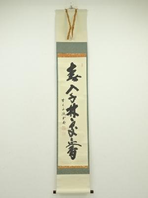 前大徳　藤井誡堂筆　「春入千林処々花」一行書　肉筆紙本掛軸（共箱）